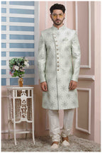 Raivat Ethnic Art Silk Thread Work Indo Western In Pista Green Colour | Grocsy