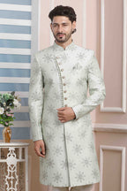 Raivat Ethnic Art Silk Thread Work Indo Western In Pista Green Colour | Grocsy
