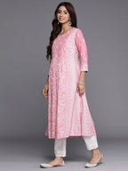 Indo Era Pink Printed A-Line Kurta | Grocsy