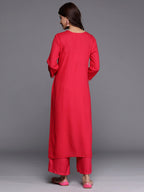 Indo Era Magenta Embroidered Straight Kurta | Grocsy