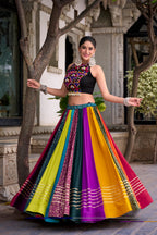 Lorenvalley Fashion Multicolor Pure Rayon Lehenga Featuring Printed Design With Gota Patti Lehenga Choli | Grocsy