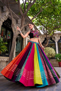 Lorenvalley Fashion Multicolor Pure Rayon Lehenga Featuring Printed Design With Gota Patti Lehenga Choli | Grocsy