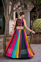 Lorenvalley Fashion Multicolor Pure Rayon Lehenga Featuring Printed Design With Gota Patti Lehenga Choli | Grocsy