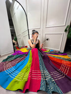 Lorenvalley Fashion Multicolor Pure Rayon Printed With Gota Patti Touch Up Lehenga Choli | Grocsy