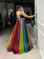 Lorenvalley Fashion Multicolor Pure Rayon Printed With Gota Patti Touch Up Lehenga Choli | Grocsy