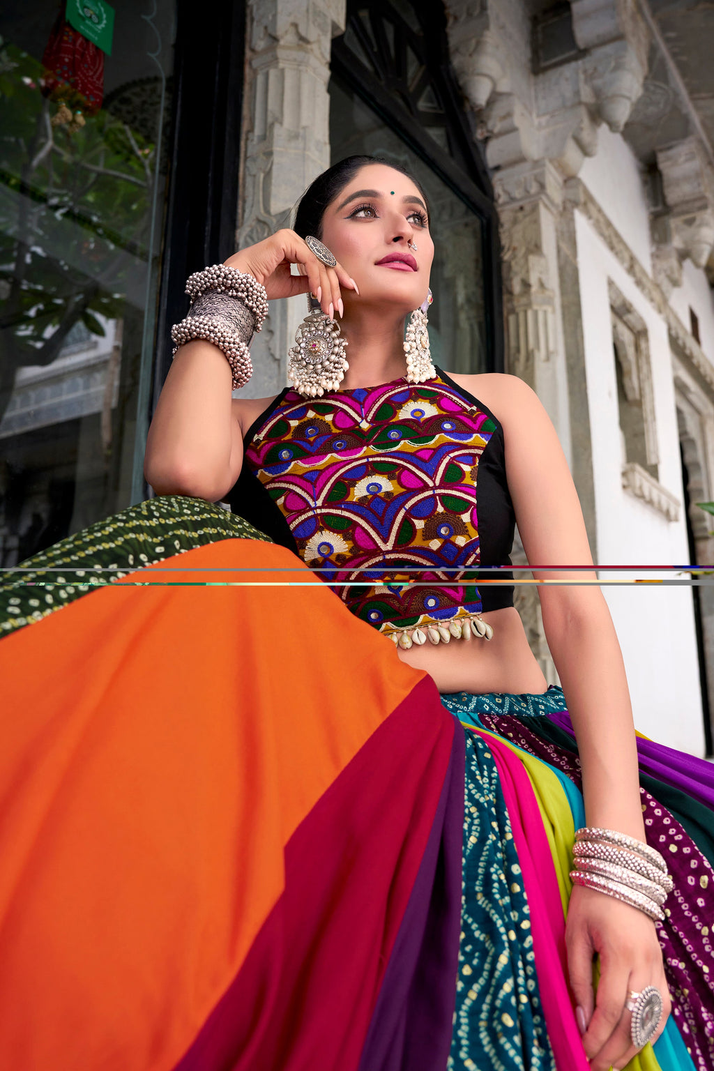 Lorenvalley Fashion Multicolor Pure Rayon Lehenga Featuring Printed Design With Gota Patti Lehenga Choli | Grocsy