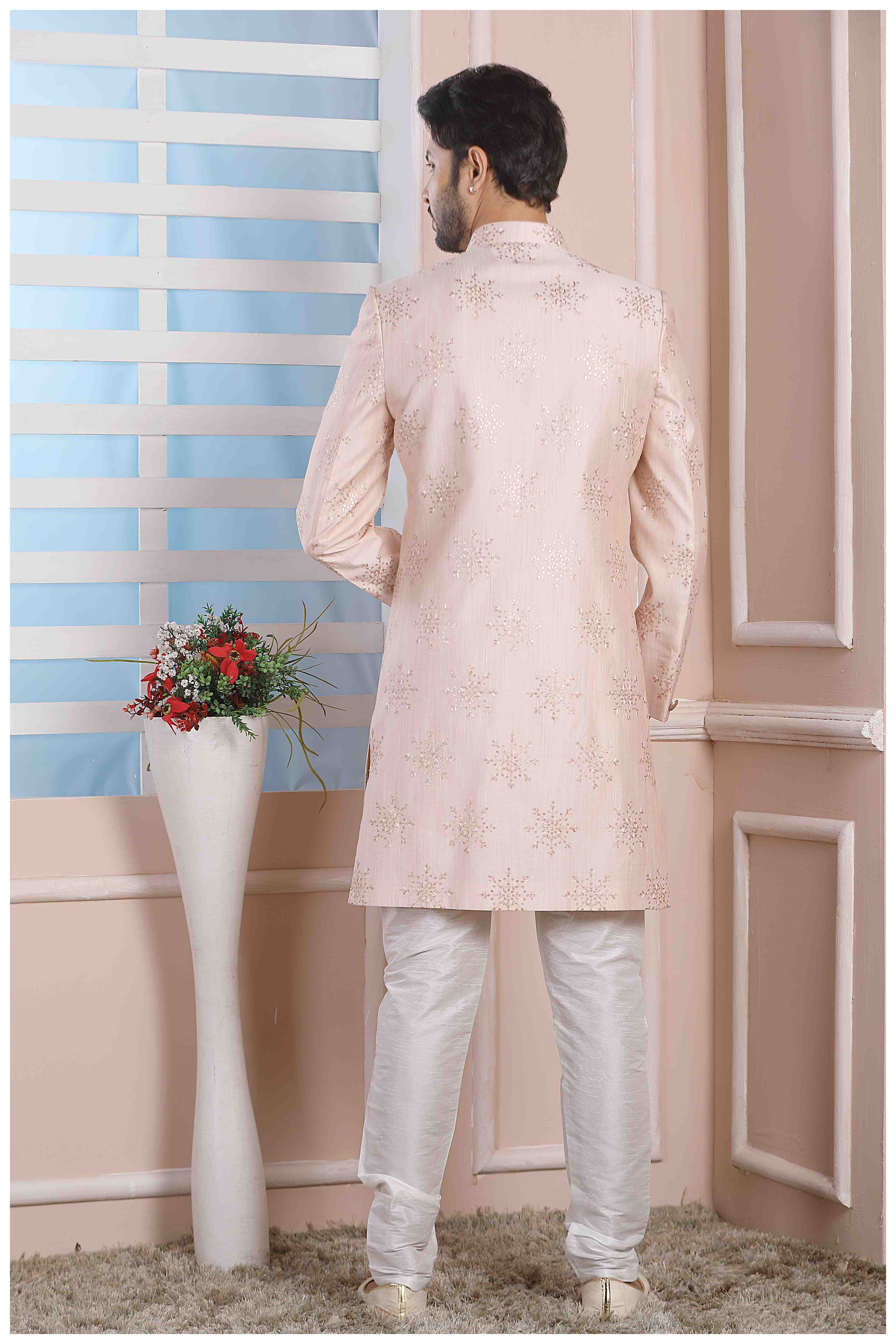 Raivat Ethnic Art Silk Thread Work Indo Western In Light Pink Colour | Grocsy