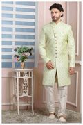 Raivat Ethnic Art Silk Thread Work Indo Western In Pista Green Colour | Grocsy