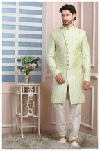 Raivat Ethnic Art Silk Thread Work Indo Western In Pista Green Colour | Grocsy