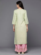Indo Era Green Embroidered Straight Kurta | Grocsy