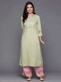 Indo Era Green Embroidered Straight Kurta | Grocsy