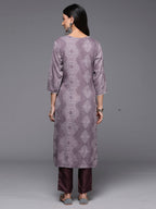 Indo Era Mauve Printed Straight Kurta | Grocsy