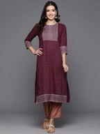 Indo Era Maroon Embellished Straight Kurta | Grocsy