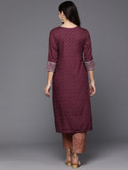 Indo Era Maroon Embellished Straight Kurta | Grocsy