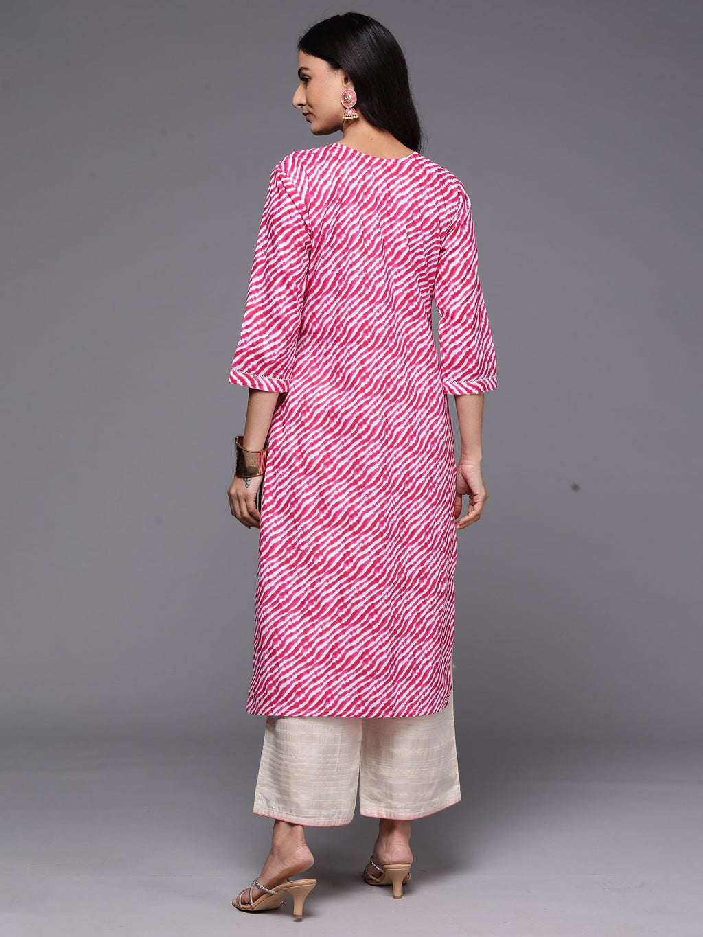 Indo Era Pink Printed Straight Kurta | Grocsy