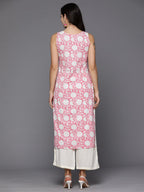 Indo Era Pink Printed Straight Kurta | Grocsy