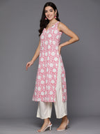 Indo Era Pink Printed Straight Kurta | Grocsy