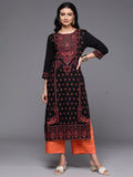 Indo Era Black Printed Straight Kurta | Grocsy