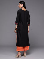 Indo Era Black Printed Straight Kurta | Grocsy
