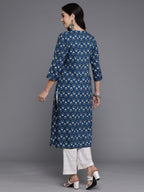 Indo Era Navy Blue Printed Straight Kurta | Grocsy