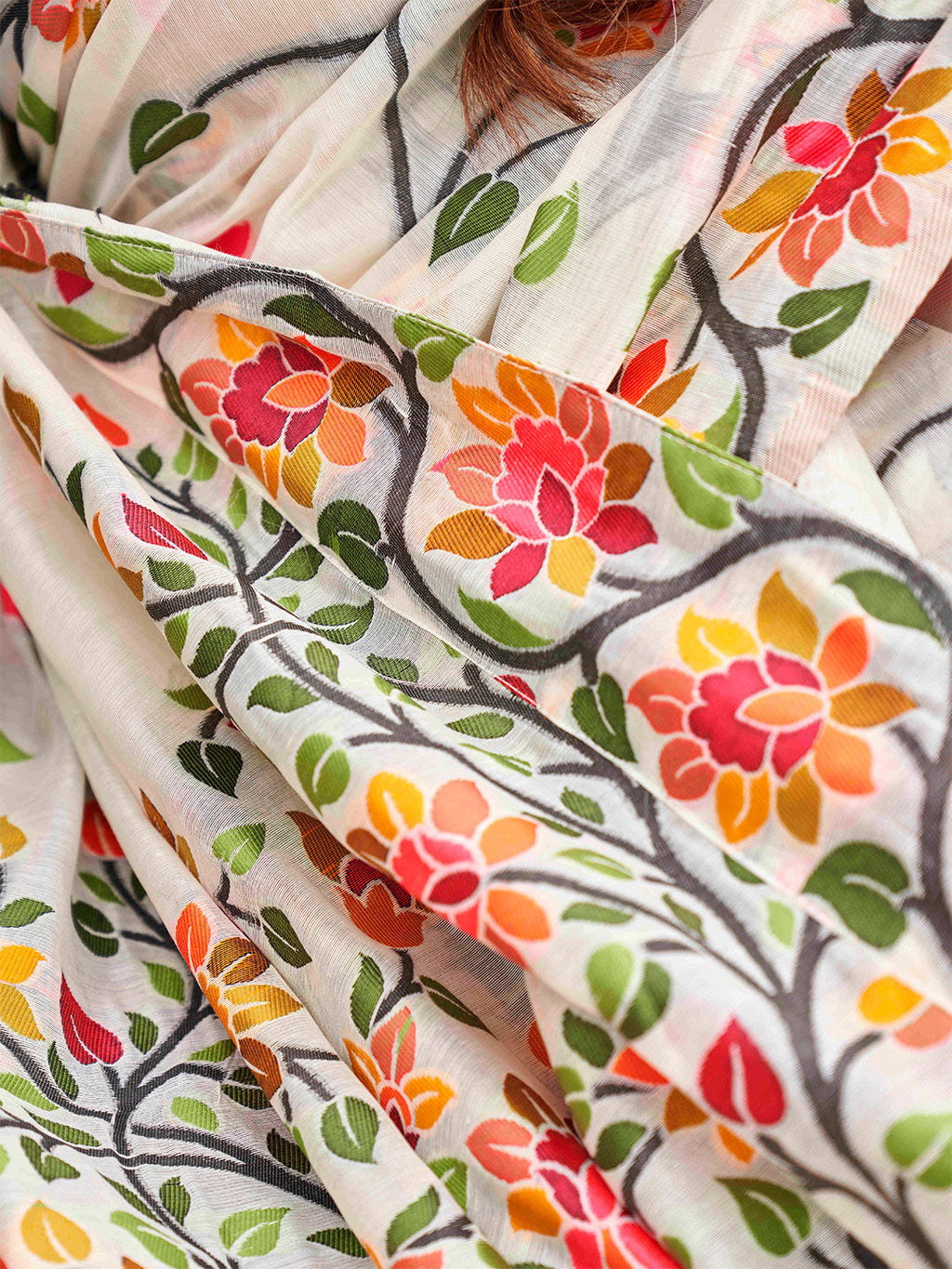 Tikhi Imli White Floral Woven Design Saree | Grocsy