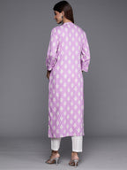 Indo Era Lavender Printed Straight Kurta | Grocsy