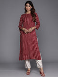 Indo Era Maroon Printed Straight Kurta | Grocsy