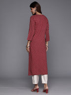 Indo Era Maroon Printed Straight Kurta | Grocsy