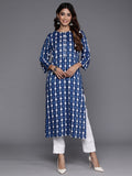 Indo Era Navy Blue Printed Straight Kurta | Grocsy