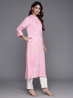 Indo Era Pink Printed Straight Kurta | Grocsy