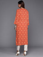 Indo Era Orange Printed Straight Kurta | Grocsy