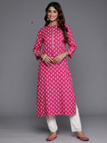 Indo Era Pink Printed Straight Kurta | Grocsy
