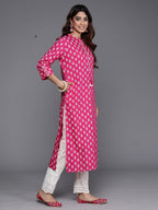 Indo Era Pink Printed Straight Kurta | Grocsy