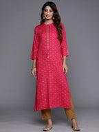 Indo Era Pink Printed Straight Kurta | Grocsy