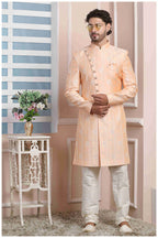 Raivat Ethnic Art Silk Thread Work Indo Western In Peach Colour | Grocsy