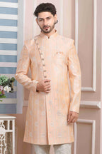 Raivat Ethnic Art Silk Thread Work Indo Western In Peach Colour | Grocsy
