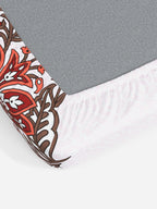 My Room Red & White Ethnic Motifs 140 TC King Bedsheet with 2 Pillow Covers | Grocsy