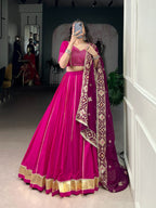 Lorenvalley Fashion Pink Cotton Lace Touch Up Lehenga Choli with Dupatta | Grocsy