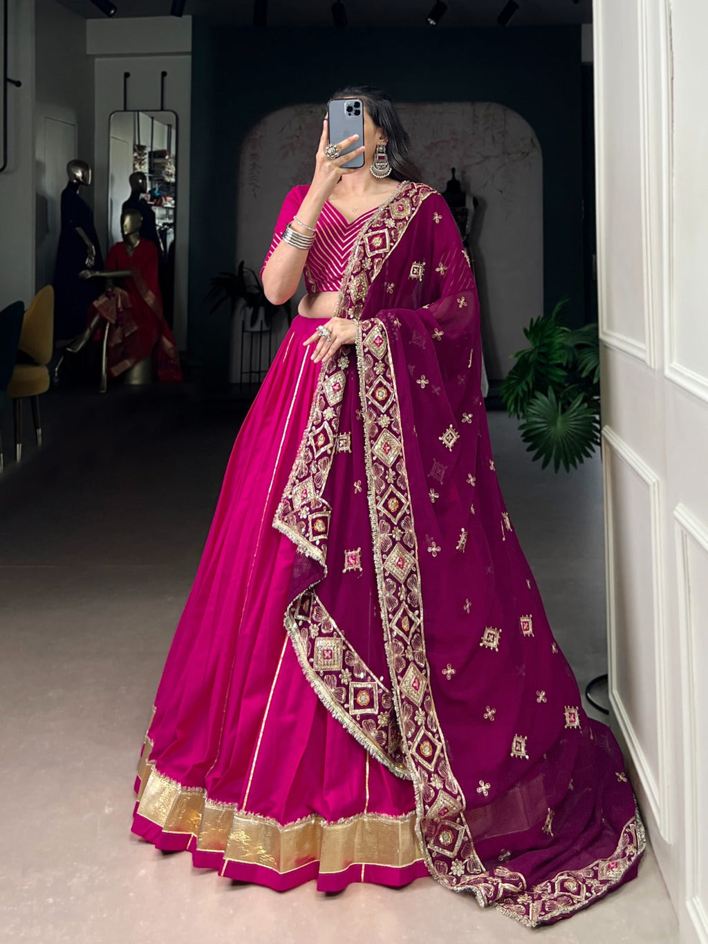 Lorenvalley Fashion Pink Cotton Lace Touch Up Lehenga Choli with Dupatta | Grocsy