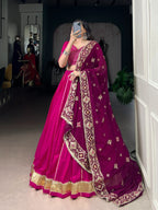 Lorenvalley Fashion Pink Cotton Lace Touch Up Lehenga Choli with Dupatta | Grocsy