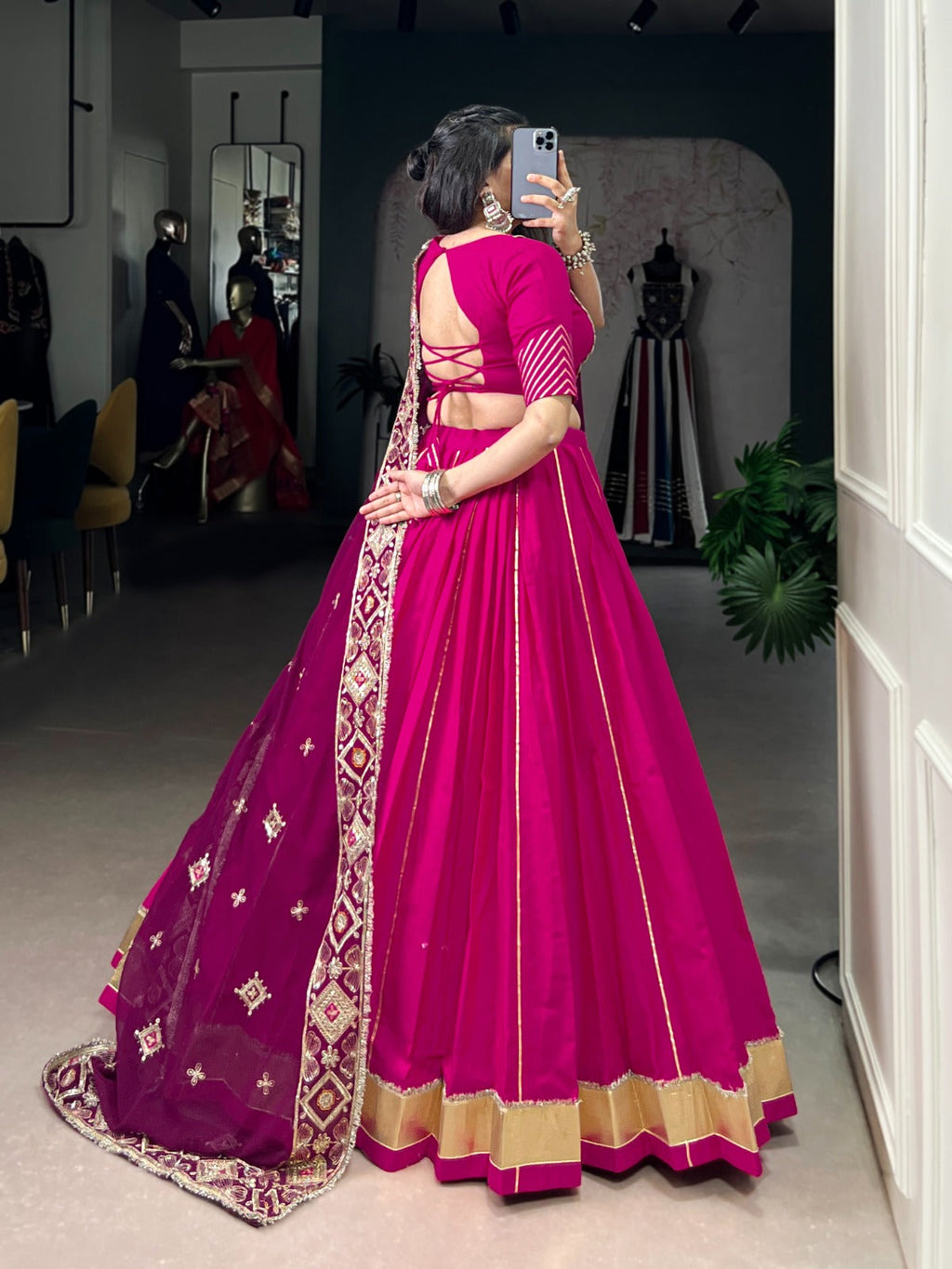 Lorenvalley Fashion Pink Cotton Lace Touch Up Lehenga Choli with Dupatta | Grocsy