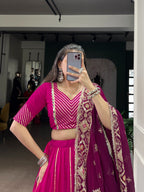 Lorenvalley Fashion Pink Cotton Lace Touch Up Lehenga Choli with Dupatta | Grocsy