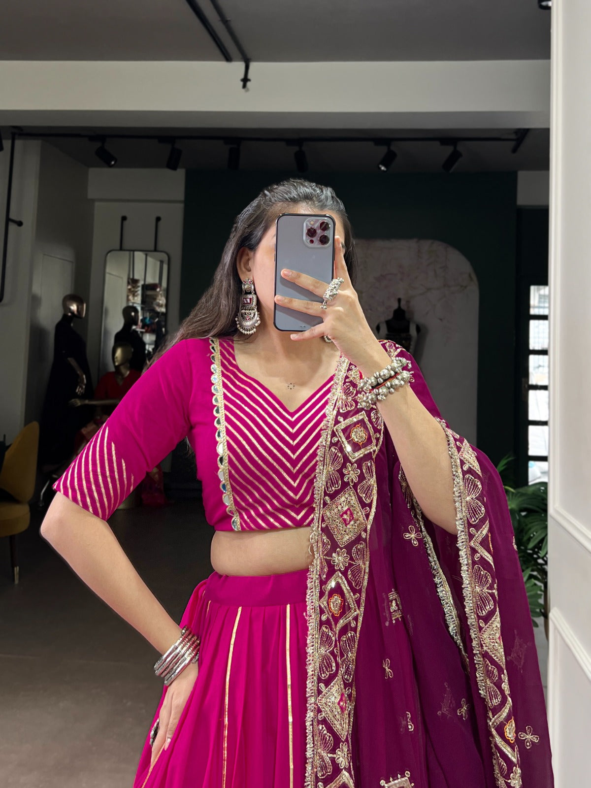 Lorenvalley Fashion Pink Cotton Lace Touch Up Lehenga Choli with Dupatta | Grocsy