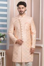 Raivat Ethnic Art Silk Thread Work Indo Western In Peach Colour | Grocsy