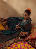 Indo Era Teal Printed A-Line Kurta Trousers With Dupatta set | Grocsy