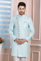 Raivat Ethnic Art Silk Thread Work Indo Western In Sky Blue Colour | Grocsy