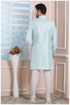 Raivat Ethnic Art Silk Thread Work Indo Western In Sky Blue Colour | Grocsy