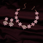 Tehzeeb Creations Lavender Colour Star Design Stone Studded Necklace With Earrings | Grocsy
