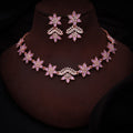 Tehzeeb Creations Lavender Colour Star Design Stone Studded Necklace With Earrings | Grocsy