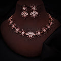 Tehzeeb Creations Maroon Colour Star Design Stone Studded Necklace With Earrings | Grocsy